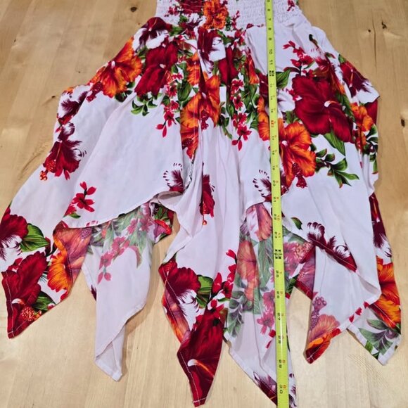 Aloha Fashion Dress One Size Tropical Floral Strapless Shirred Ruched Hawaiian - Picture 5 of 6